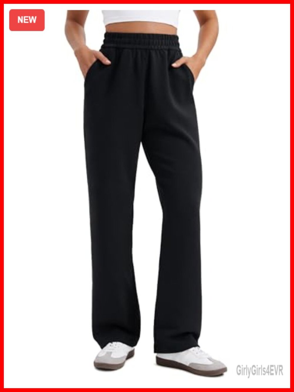 High Rise Wide Leg Sweatpants with Pockets for Yoga & Lounge